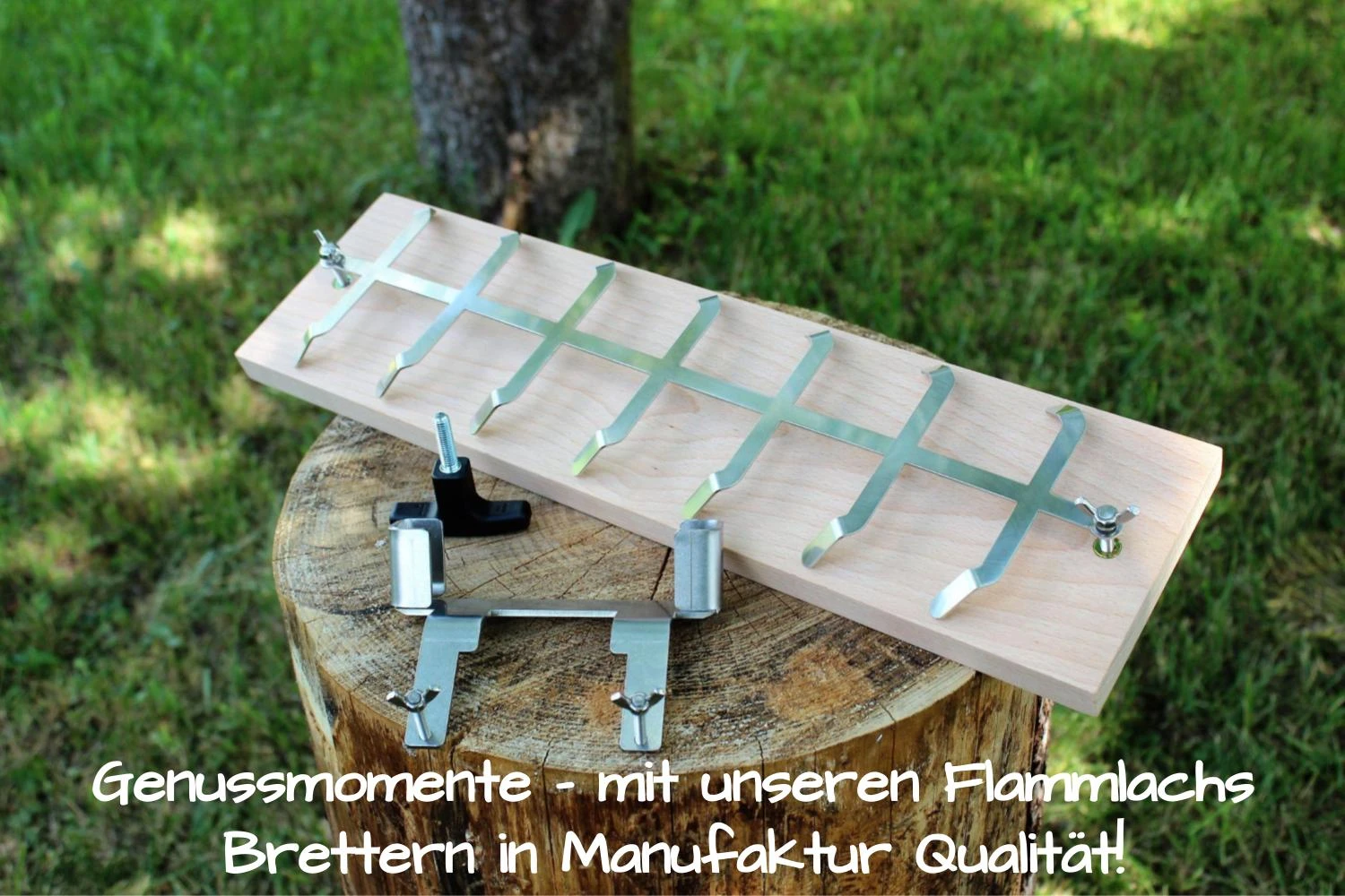 Flammlachsbrett 500 x 140 mm II Nachrüstset für Fischhaltesystem (Buchenholz)