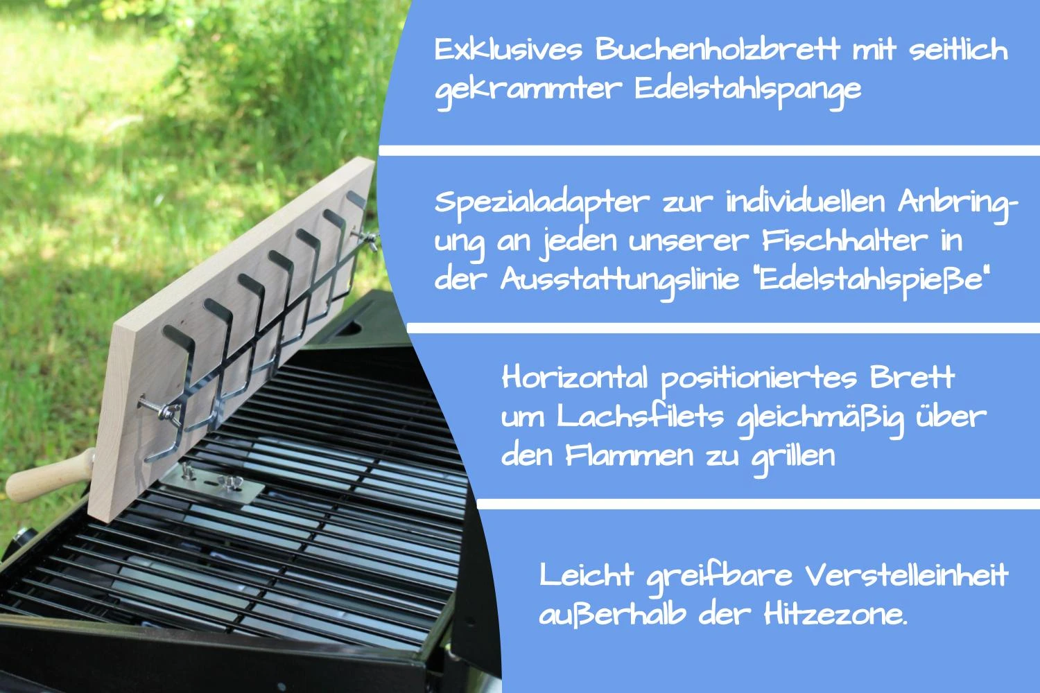 Flammlachsbrett 500 x 175 mm II Nachrüstset für Gasgrills