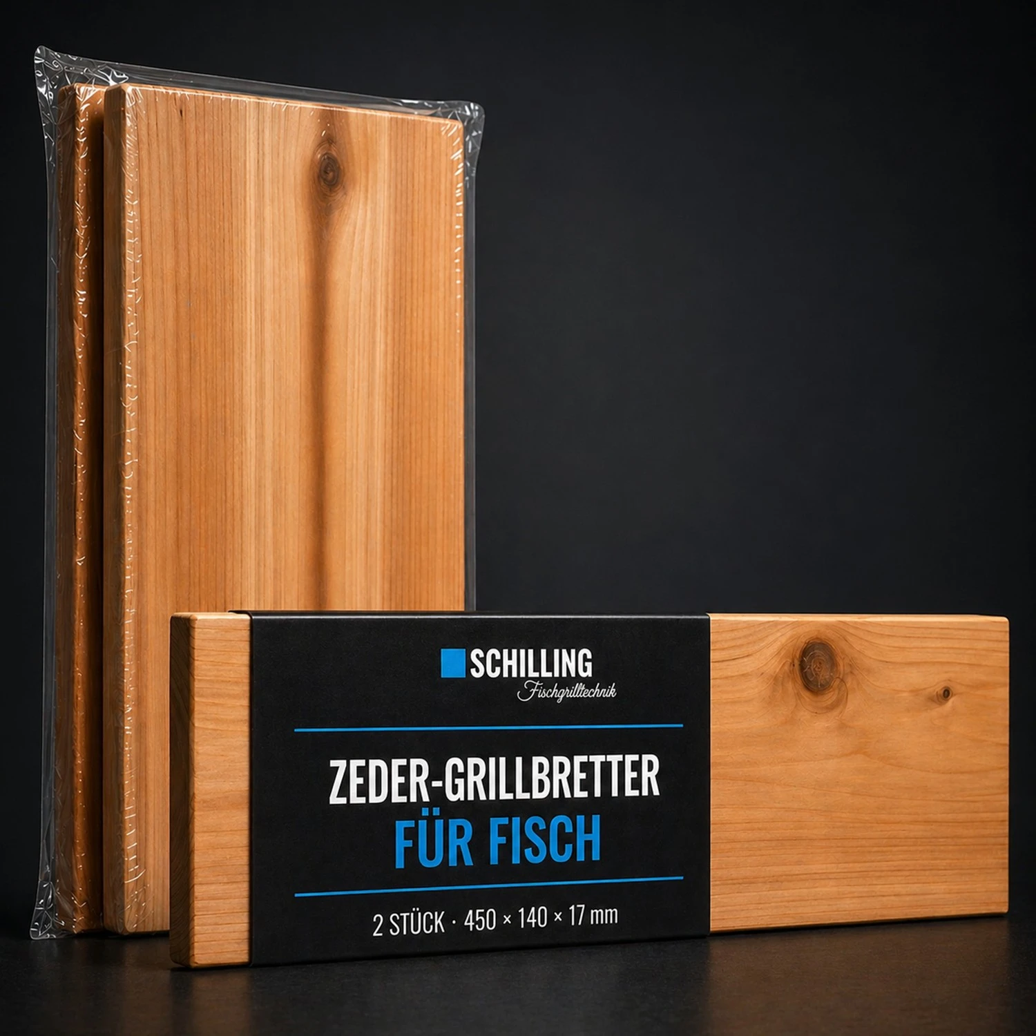 Grillbrett / Räucherbrett 45x14x1,7 cm aus Zeder (2er Pack)