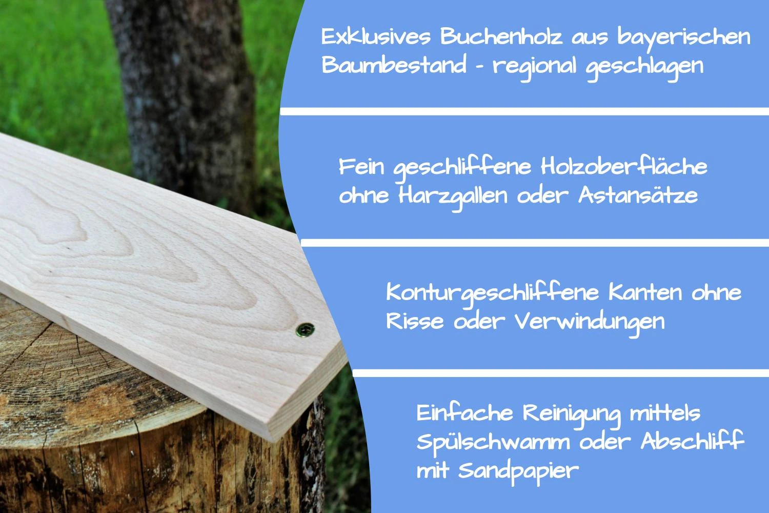 Flammlachsbrett 500 x 140 mm II passend zu Flammlachsadapter & Fischhaltesystem (Buchenholz)