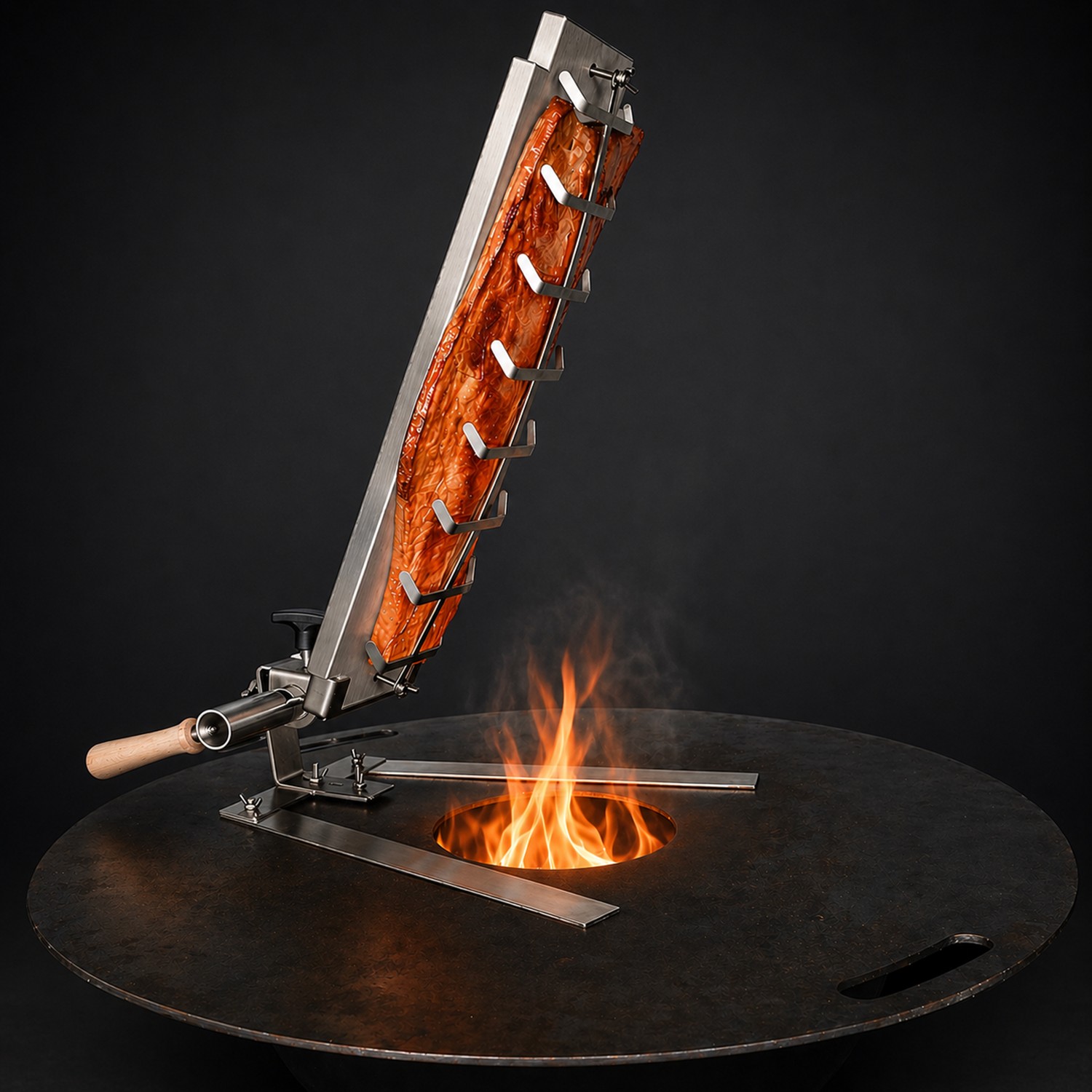 Flammlachsbrett 600x180 mm I mit Standfuß für Grillplatte (Edelstahl)
