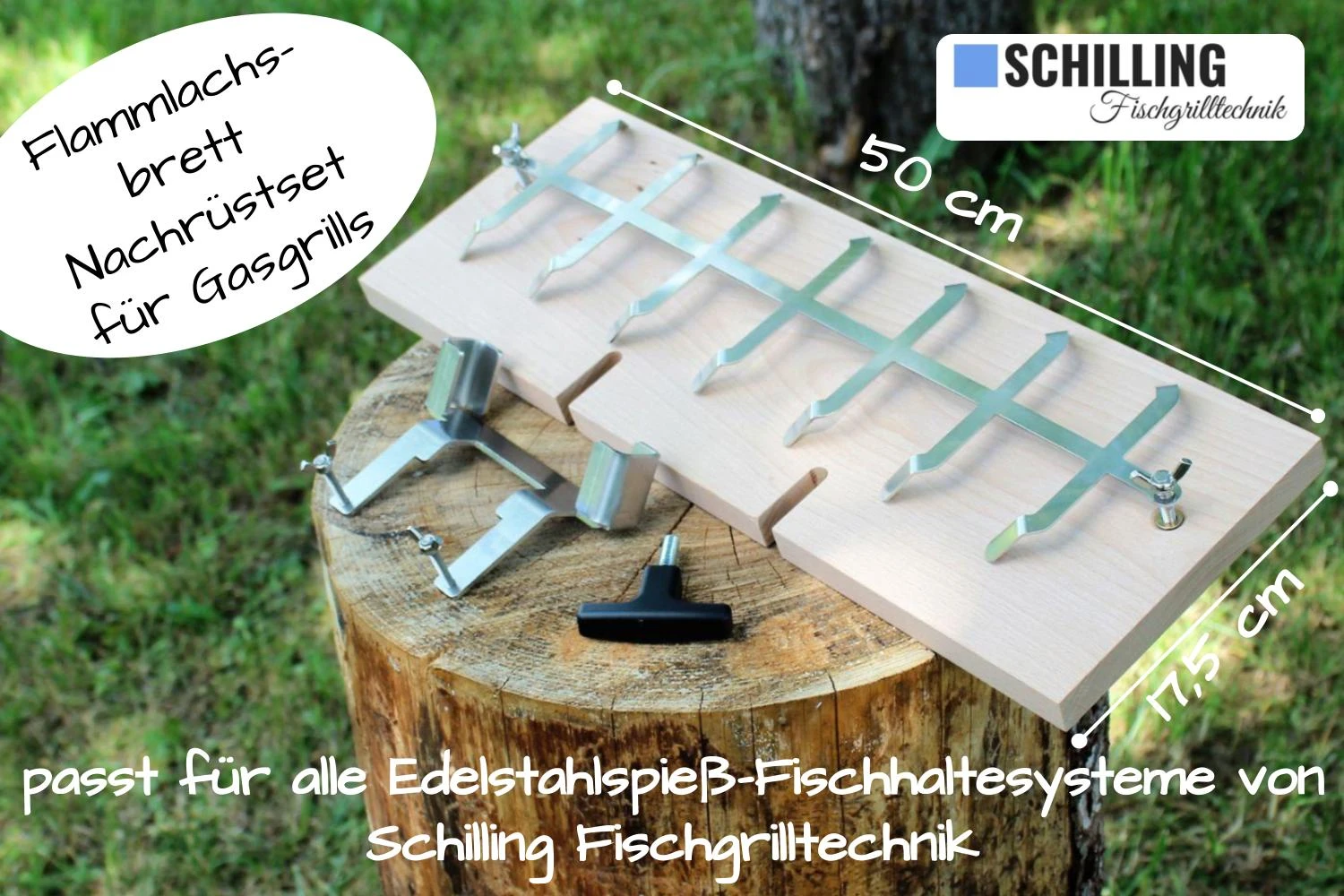 Flammlachsbrett 500 x 175 mm II Nachrüstset für Gasgrills