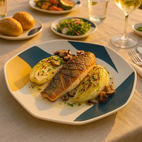 Rezept: Gegrillter Zander mit Chinakohl und Pilzen