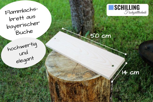 Flammlachsbrett 500 x 140 mm II passend zu Flammlachsadapter & Fischhaltesystem (Buchenholz)