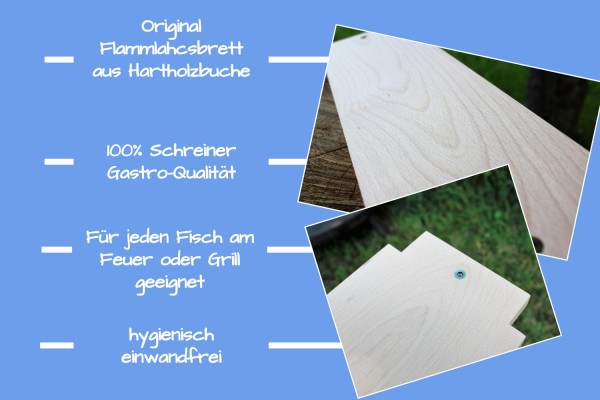 Flammlachsbrett 600 x 180 mm II passend zu Flammlachsadapter & Fischhaltesystem (Buchenholz)