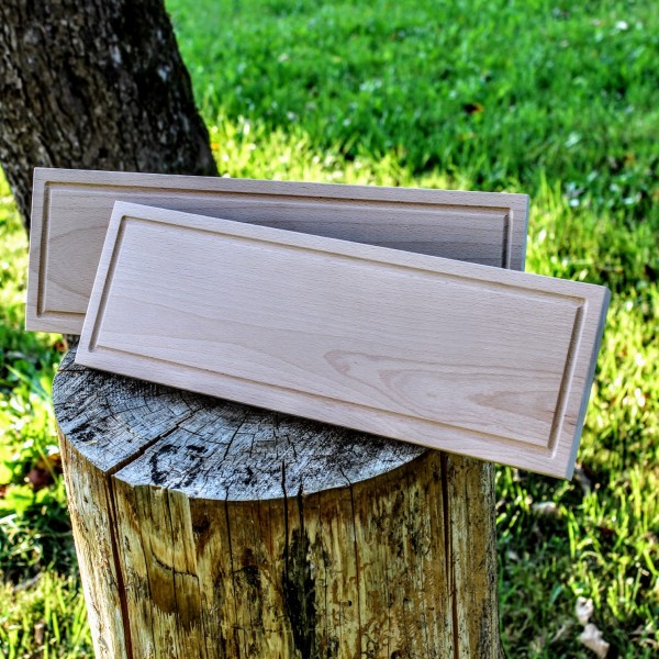 Grillbrett / Räucherbrett 45x14x2 cm aus Buche mit Abtropfrinne
