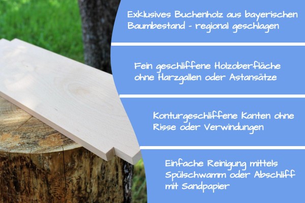 Flammlachsbrett 600 x 180 mm II passend zu Flammlachsadapter & Fischhaltesystem (Buchenholz)