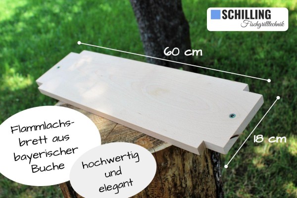 Flammlachsbrett 600 x 180 mm II passend zu Flammlachsadapter & Fischhaltesystem (Buchenholz)