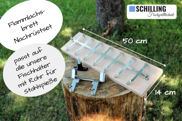 Flammlachsbrett 500 x 140 mm II Nachrüstset für Fischhaltesystem (Buchenholz)