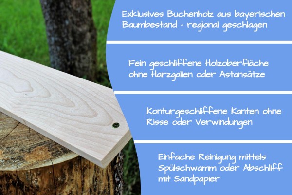 Flammlachsbrett 500 x 140 mm II passend zu Flammlachsadapter & Fischhaltesystem (Buchenholz)