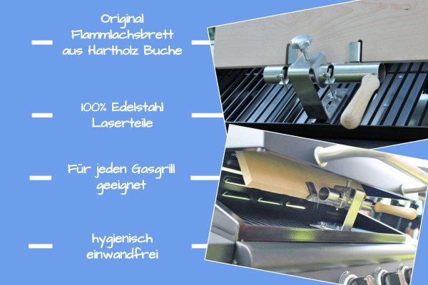 Flammlachsbrett 500 x 175 mm II Nachrüstset für Gasgrills