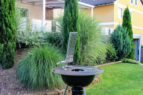 Flammlachsbrett 500x140 mm I mit Standfuß für Grillplatte (Edelstahl)