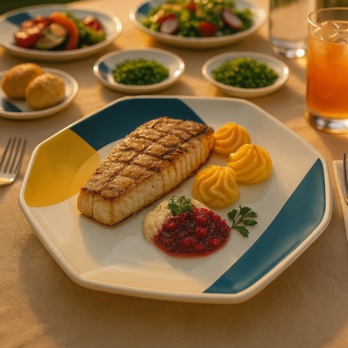 Rezept: Hechtsteak mit Herzoginkartoffeln und Preiselbeer-Meerrettich-Dip