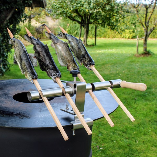 Steckerfisch Halter für 4 Fische I Holzspieß I Grillplatte (29mm)